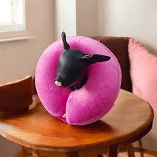 寵愛毛宅 寵物伊莉莎白頭套 拿破崙防舔咬 貓狗通用 甜甜圈造型 充氣可調 藍色絨布, 玫粉, 1個