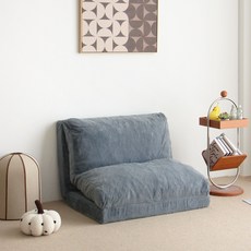 접이식 빈백 베드 폼 충전재 접이식 소프트 탑 플로어 패드 분리 및 세탁기 사용 가능 커버 포함 부드러운 프리미엄 인조 퍼, 파란색 (Blue)