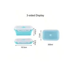 4개 세트 350/500/800/1200ml 접이식 실리콘 도시락 세트 마카롱 색상 휴대용 보온 식품 용기 야외 피크닉, 05 1Pc 500ml blue