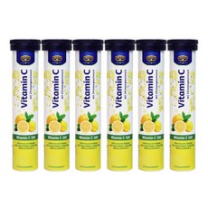 크루거 발포비타민C 500 / 레몬 맛 발포 비타민, 20정, 6개