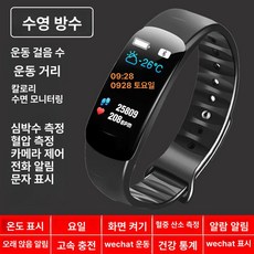 스마트 시계 만보기 소모 휴대용 심박 활동량 건강관리 착용형기기 기계 칼로리 만보계 제품, 7.클래식 블랙 온도 조절