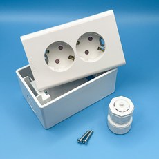 위너스 2구 콘센트 조립용 간편 세트(콘센트+PVC노출박스+이도피스+CD커넥터), 1개