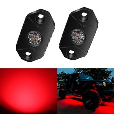 4WDKING 화이트 LED 락 라이트 보트 램프 트레일 라이트 SUV 리그 트럭 언더바디 네온 카 트럭 오프로드 ATV 2 글로우 포드 IP68 모터사이클용 방수 지프 LED, Red, 2 Pods, 1개