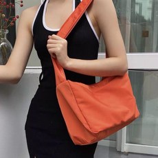 新款時尚單肩斜挎包，日韓潮百搭男女防水布包, 1個, 普通尼龍布橘色