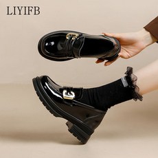 LIYIFB 메탈 버클 여성 통굽 로퍼 7cm 발편한 데일리 여성구두