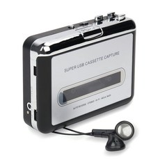 이어폰이있는 카세트 플레이어 휴대용 워크맨 오디오 음악 레코더 컨버터