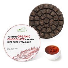 LWXLJMJZC - 미국/유럽 유기 인증 초콜릿 틀 숙 푸얼 차떡 - 40개(180g/6.3oz) - 보이 숙차 흑차 운남·중국 - 휴대하기 편리