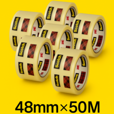 3M 스카치 박스테이프 48mm x 50m /투명 강력 접착 포장용 테이프 습기저항 무취 아크릴 점착제 택배 포장 밀봉 박스 테이프 Scotch packaging Tape, 6개, 투명