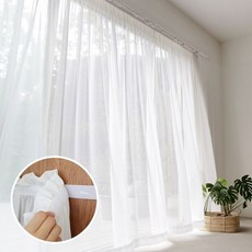 쁘리엘르 쉬운 설치 자연스러운 주름 라이틀리 붙이는 쉬폰 벨크로 커튼 창문 거실 2size 182634