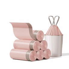 雙面4絲超厚垃圾袋 50入- 45*45公分 拉繩垃圾袋 束口垃圾袋 自動收口環保垃圾袋, 1個, 雙面4絲 免撕款【特厚冰莓粉】,下殺價：50入【1捲】經濟裝-持久耐用, 10L