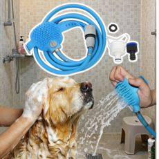 키시크 강아지 샤워기 헤드 브러쉬 거품기, 1개, 스카이블루