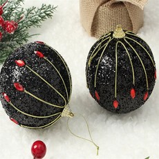 나비몰 블랙시크 루비드롭 장식볼 2p (10cm), 블랙, 2개