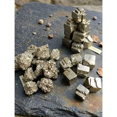 藥魂 立方體 - 招財 積極行動 能量防護, 秘魯黃鐵礦, 金黃