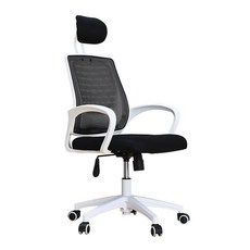 컴퓨터용 직원 pl 베이스 메쉬 블랙 사무용의자 조명이 미끄럼 미콤란 고무 회전식 있는, 나일론 받침대, 고정형 팔걸이, 화이트 프레임 블랙