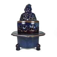 《博古珍藏》宋代鈞窯紫釉三足蓋爐，早期收藏老件瓷器，博物館級文物，底價回饋