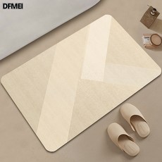 DFMEI 侘寂風浴缸防滑腳墊家用浴室進門口吸水墊簡約線條硅藻泥地墊, 1個, 輕語