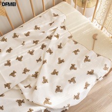 DFMEI 二層紗布包巾嬰兒包單初生棉襁褓抱被裹布產房用品新生寶寶包被, 咖熊