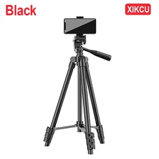 프로젝터삼각대 전화 용 XIKCU 삼각대 100cm 비디오 녹화 스탠드 블루투스 원격 카메라 사진, 01 Black
