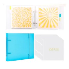 BAOF 오브ALI 15.2 x 15.2cm(6 6인치) 쿠키 스텐실 보관 바인더 다이 컷 및 스탬프 폴더 베이킹 정리함 스크랩북 책 컬렉션 케이스 스텐실용 (블루), Blue