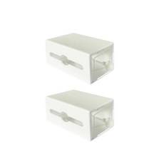 2PCS 천공 보관 상자 직사각형 흰색 투명 양방향 서랍 면봉 욕실 머리띠 헤어 루프 미니