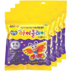 아모스 탱탱 아이클레이 파우치 2500, 보라, 50g, 4개