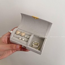 防氧化絨布首飾盒, 1個, 絨布首飾盒【淺灰色】