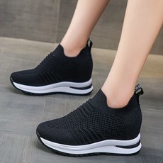 여성 발편한 6cm 속굽 키높이운동화 니트 스니커즈 슬립온 스탠딩화 패션 워킹화