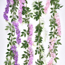 플라워 가랜드 등꽃넝쿨조화 등나무꽃 식물 입구인테리어 카페소품, 화이트