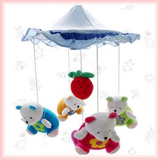 딸기곰 모빌/원색/ 태엽오르골 포함, 딸기곰 모빌, 1개