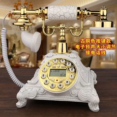 레트로 전화기 장식 벽걸이 클래식 빈티지 골동품 카페 소품, J. 금 화이트 버튼 전자벨