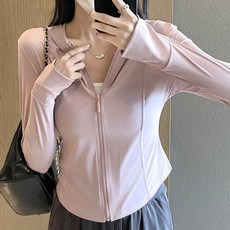허블리 자외선차단 여성 쿨링 릴렉스핏 후드집업, 핑크