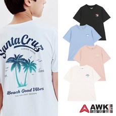 [AWK 중계점] *25S/S시즌 특가SALE* 서핑 반팔 래쉬가드 (4Color) 라운드넥과 여유있는 핏으로 활동하기 편한 유니크한 백그래픽 반팔티 래쉬가드