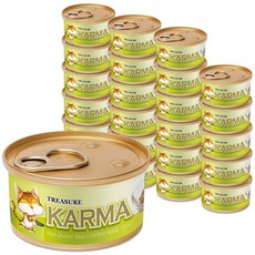 카르마 고양이 원형 캔, 가다랑어 + 라이스, 80g, 24개