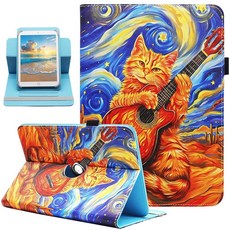 범용 10 1인치 안드로이드 태블릿 모든 기타 Dluggs 커버 5인치 360도 다각도 회전 케이스 스탠드 태블릿용, Guitar Cat