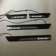 스테인레스 스틸 LED 도어 씰 플레이트 가드 프로텍터 트림 혼다 시빅 10TH 2016-2023 4 개, 05 2016-2021 White_01 CHINA, 1개