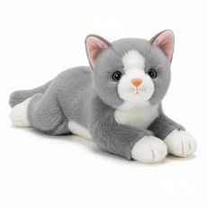 ECLATIS 45.7cm18인치 고양이 봉제 동물 사실적인 플러시 담요 부드러운 카와이 키티 장난감 특별한 선물 어린이 남아 여아용 그레이 293579, ECLATIS 45.7cm18인치 고양이 봉제 동물,