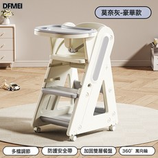 DFMEI 寶寶兒童餐椅成長家用小孩多功能高腳餐桌椅吃飯嬰兒椅子座椅, 餐椅【豪華款·】莫奈灰--餐盤+萬向輪