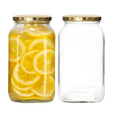 경성리빙테크 사각 유리병, 1.2L, 2개