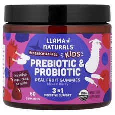 프리미엄상품 Llama Naturals 어린이용 프리바이오틱 및 프로바이오틱 천연 과일 구미젤리 혼합 베리 맛 구미젤리 60개 끝내주게잘나가는상품, LlamaNaturals어린이용프리바이오틱및프로바이오틱