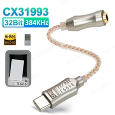 하이파이 USB DAC 이어폰 앰프 오디오 어댑터 CX31993 인터페이스 C타입-3.5mm 헤드폰 SNR128dB 32 비트 38
