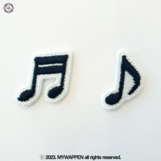 음표 와펜 음악 자수 악보 높은음자리 패치 (열접착 와펜), 빔(16분음표), 1개