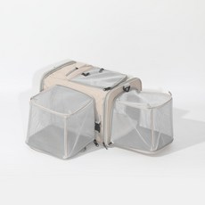 레오펫 강아지 고양이 이동장 확장형 가방 기내용 캐리어 카시트, 1개, 베이지