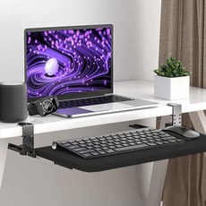 빠른배송 라쿠라 무타공 스르륵 데스크 확장 선반 키보드 거치대 우드 19812, 1개, 블랙