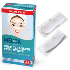 MEDca 딥 클렌징 블랙헤드 모공 스트립 - 24개입 필 오프 제거 및 청소 코와 얼굴 턱 이마용 더 건강한 피부를 위한