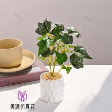 仿真綠植小盆栽 仿真綠蘿 芋葉 爬山虎 仿真植物盆景 辦公室綠植 假綠植 客廳書房假綠植擺件辦公桌面裝飾品, 4647   仿真綠植小盆栽（陶瓷花盆）, 1個