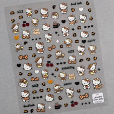 호피 큐티 드로잉 고양이 캐릭터 네일스티커 KO1121, 1개