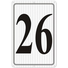 i-CowFun 프리미엄 반사 금속 번호 표지판 1 - 알루미늄 12인치 X 8인치 주차 공간 실외 대형 바닥 도크 코트 통로 필드 페이드 없음 내후성, Reflective Number Signs 26, 1개