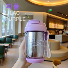 LONGGU 티타늄 내병 텀블러 보온 보냉 360mL 커피 컵 남녀공용 사무실/차 물컵, 퍼플, 1개