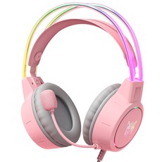 ONIKUMA RGB 유선 게이밍 헤드셋 가상 7.1 usb 노이즈캔슬링 마이크 X15 PRO, 핑크