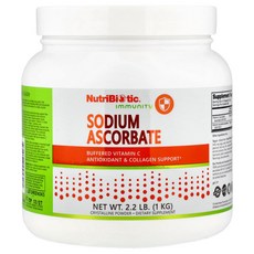 NutriBiotic 건강보조식품 Immunity 아스코르브산 나트륨 비타민C 콜라겐지원 비건식품 분말 1kg 1통, 1개